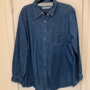 Gloria Vanderbilt denim shirt, 3X, long sleeve, 100% cotton